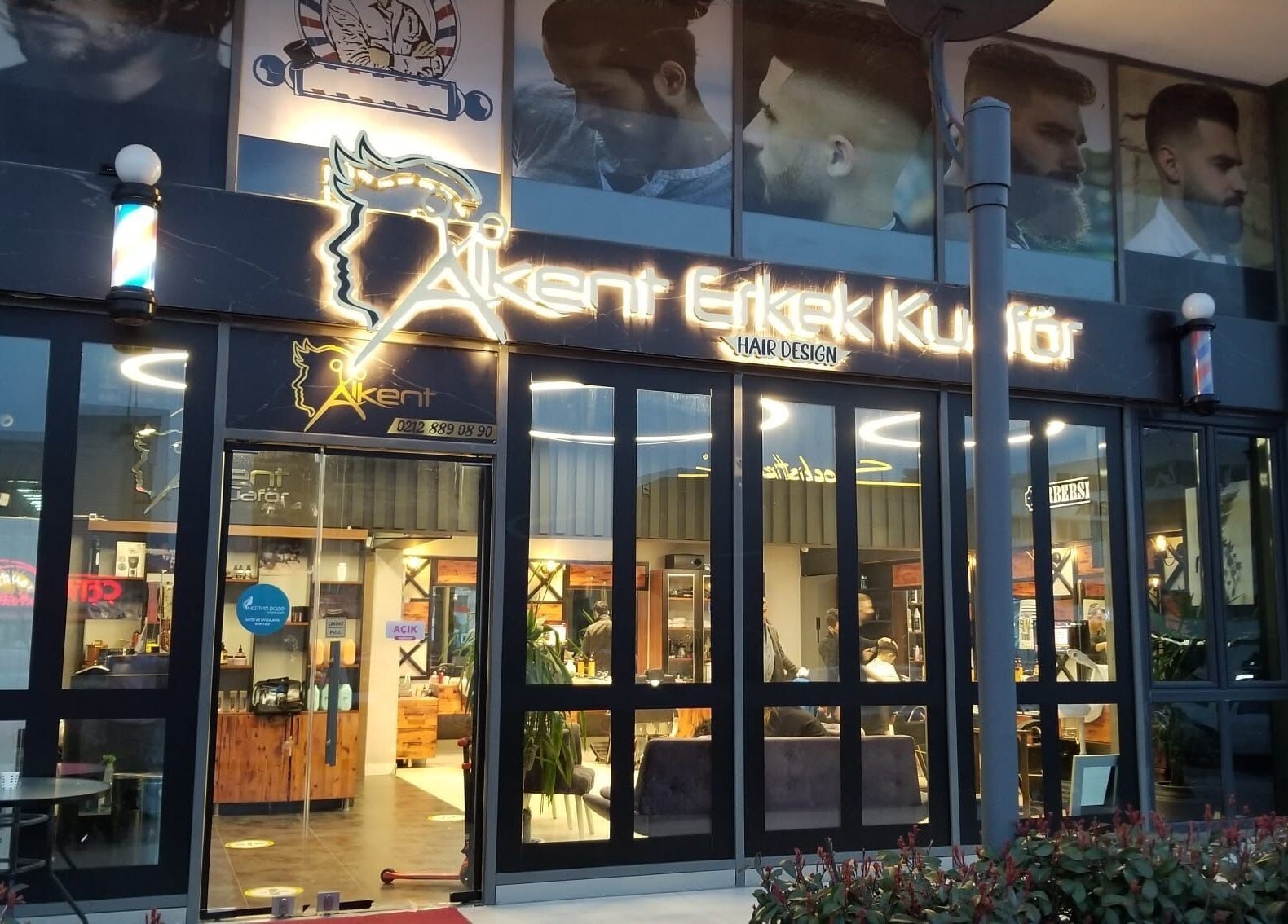 Front view of Alkent Erkek Kuafor in İstanbul, İstanbul, TR showcasing modern salon design.