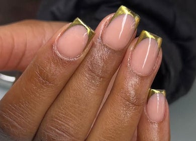 Elegant gold-tipped nails at The Ascent Aesthetics, Midrand, Gauteng, ZA. Perfect for a stylish touch.