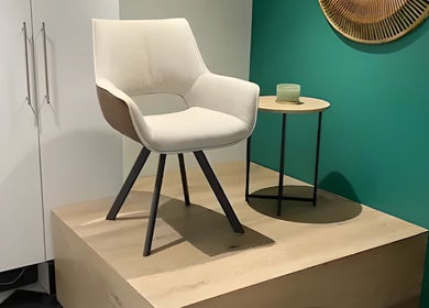 Modern chair and table setup at Hello Happiness Hair by Elrae, Cape Town, Western Cape, ZA.