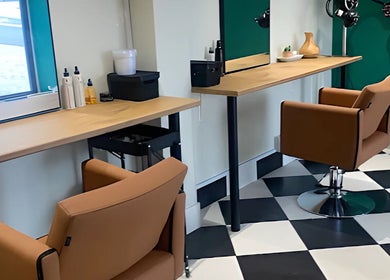 Elegant salon chair and mirror at Hello Happiness Hair (by Elrae), Cape Town, Western Cape, ZA.