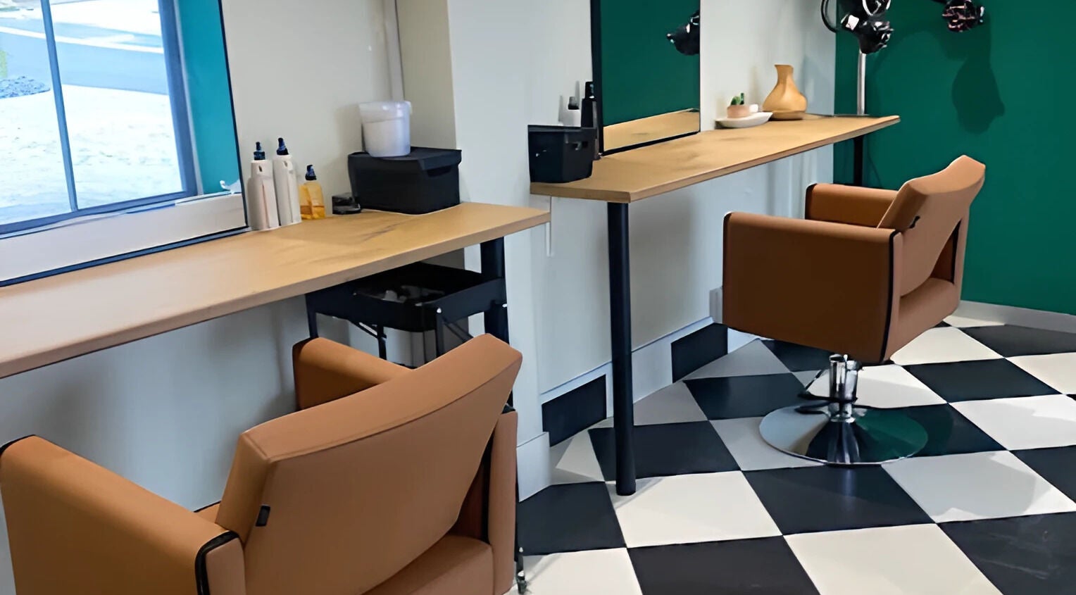 Elegant salon chair and mirror at Hello Happiness Hair (by Elrae), Cape Town, Western Cape, ZA.