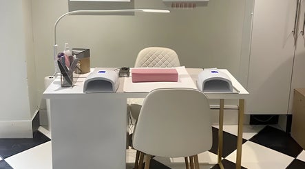 Chic nail station at Hello Happiness Hair (by Elrae) in Cape Town, Western Cape, ZA. Modern comfort and style.