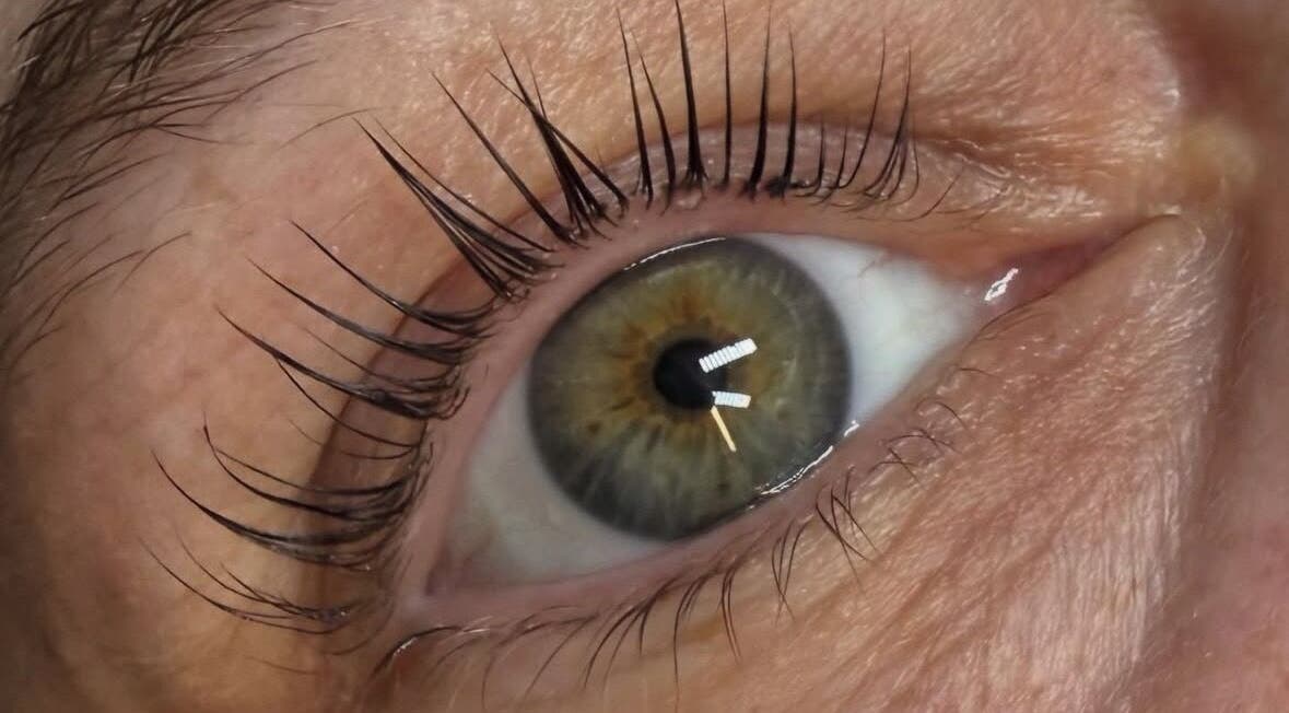 Close-up of a well-groomed eye at Cove Skin Clinic, Rainham, England, GB highlighting lush eyelashes.