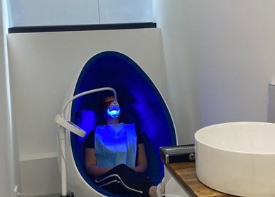 Relaxing beauty treatment in a glowing pod at Skin Clear, Coolaroo, Victoria, AU.