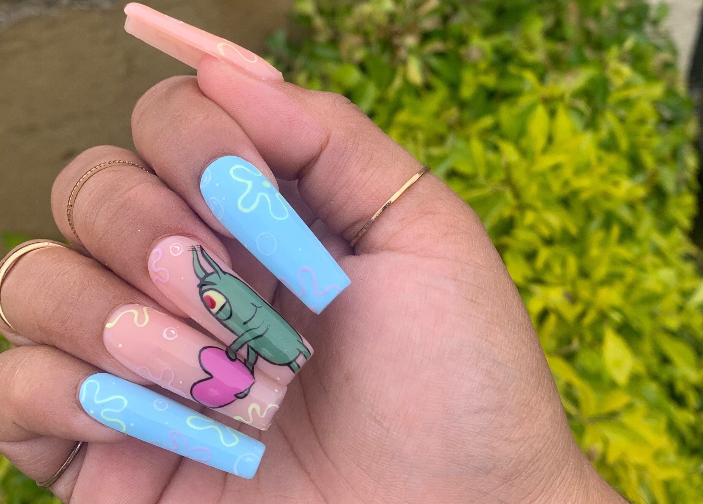 Creative cartoon nail art design at Nails By Jade, Pietermaritzburg, Kwazulu-natal, ZA.