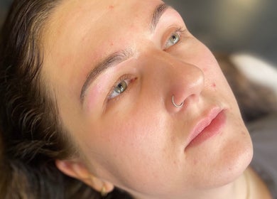 Relaxed person enjoying a beauty treatment at By Loretta Monet, Morley, England, GB.