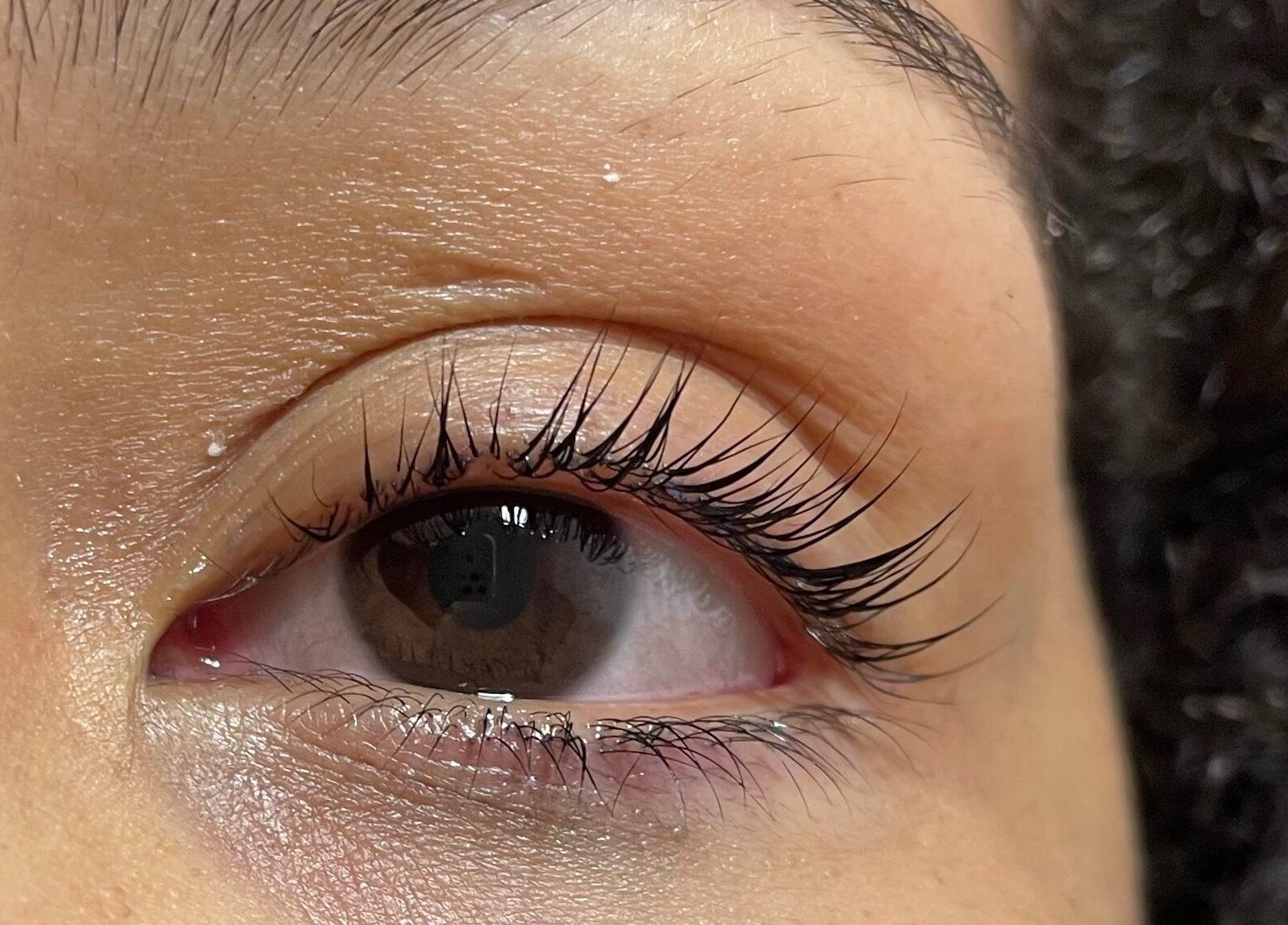 Close-up of perfectly enhanced eyelashes at The Beauty Shed, Blunsdon Saint Andrew, England, GB.