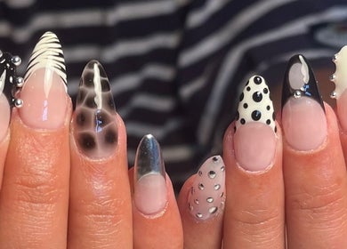 Elegant black and white nail designs at Nails by Kara May, Bridport, England, GB showcasing unique styles.