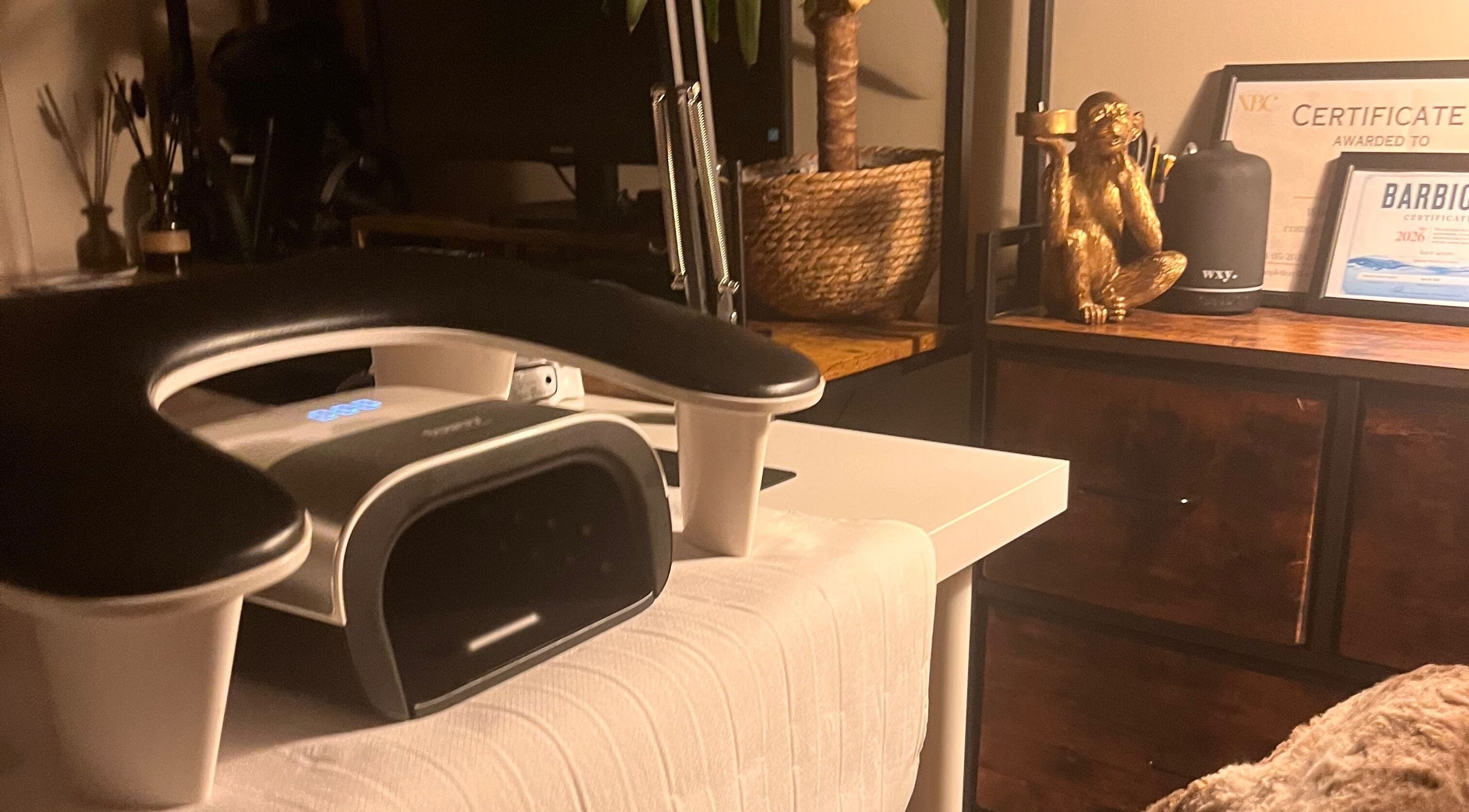 Cozy nail salon at Nails by Kara May in Bridport, England, GB with modern equipment and decor.