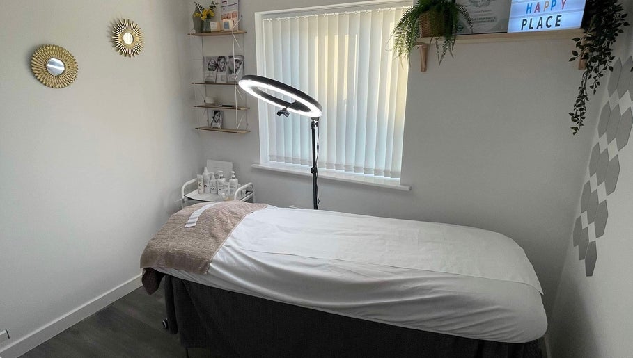 Calming treatment room at Julia Plas Skin Alsager (Home based), Stoke-on-Trent, England, GB.