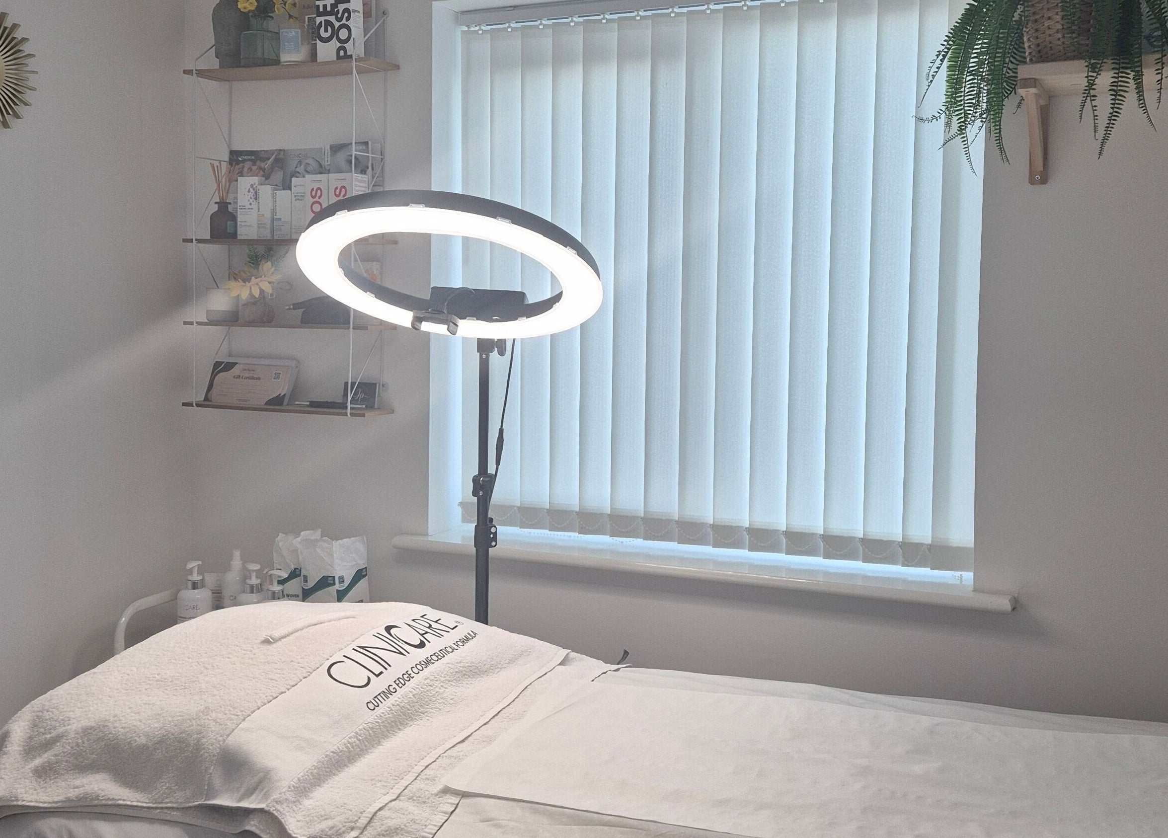 Serene therapy room at Julia Plas Skin Alsager featuring soft lighting and modern decor in Stoke-on-Trent, England, GB.