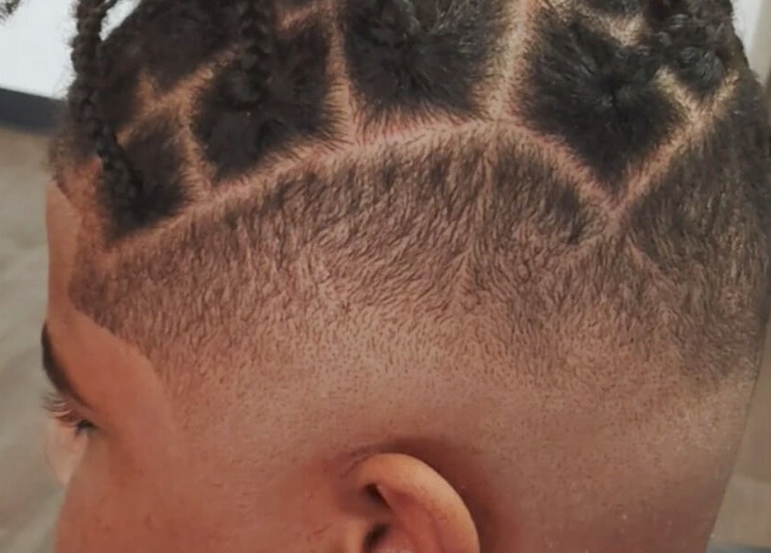 Unique hair fade design at The Introvert Men's Grooming Lounge, Chandler, Arizona, US.