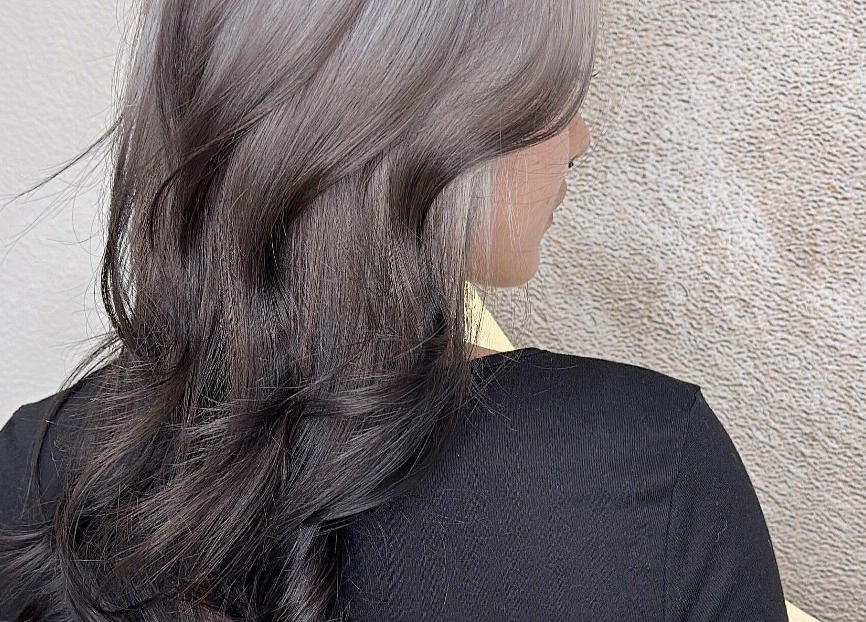 Elegant brunette hairstyle at Art OS Hair Salon in San Gabriel, California, US.