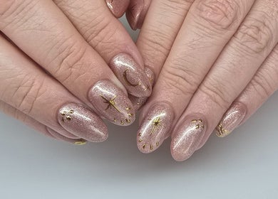 Elegant celestial nail art at Nash & Co Nails, Narangba, Queensland, AU.