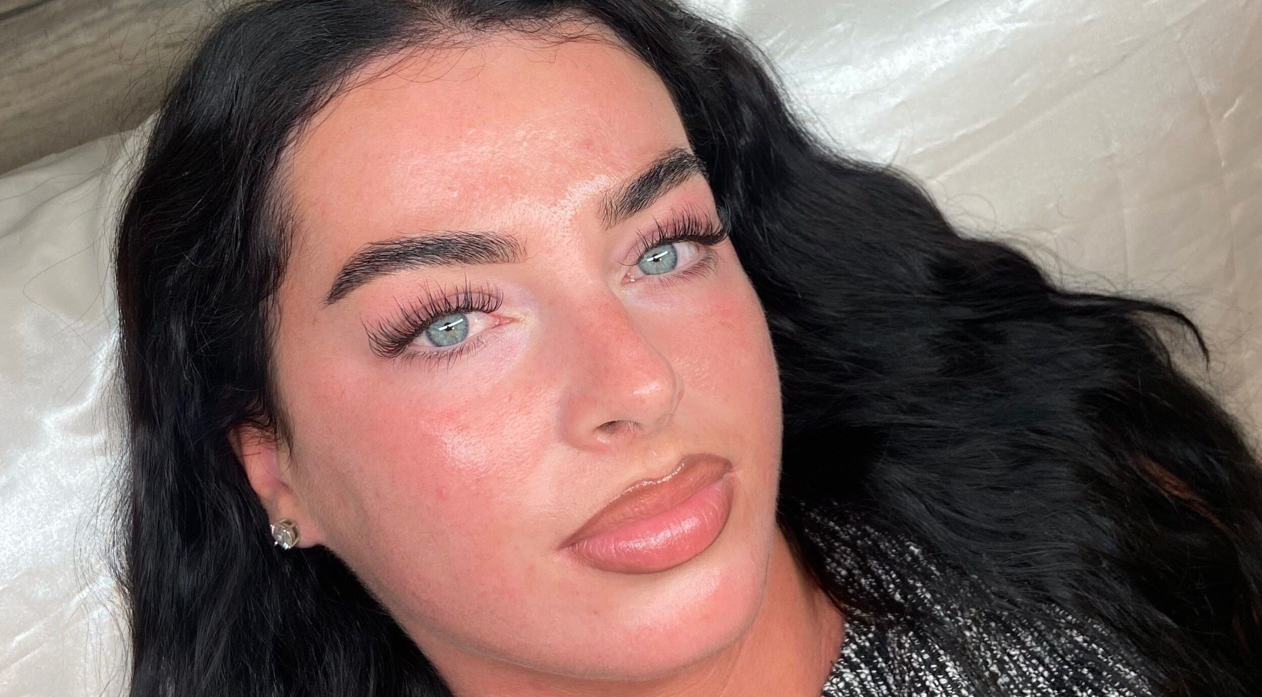 Close-up of client with stunning lashes at Meabh Keane Lashes, Tralee, IE.