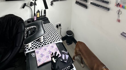 Nail studio setup at Savage Skin and Beauty, Stockton-on-tees, England, featuring manicure tools and decor.