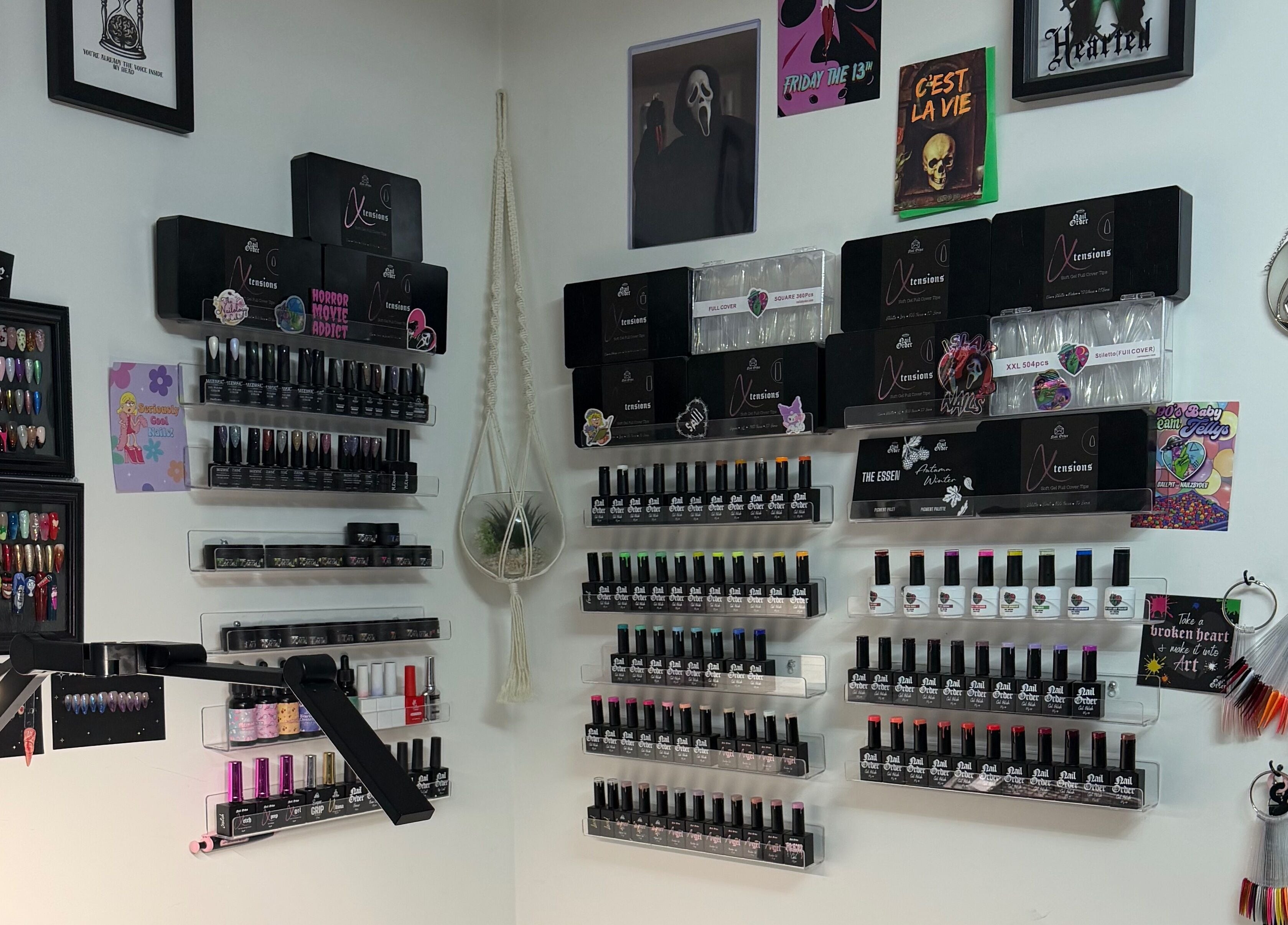 Colorful nail polish display at Savage Skin and Beauty, Stockton-on-tees, England, GB showcasing vibrant options.