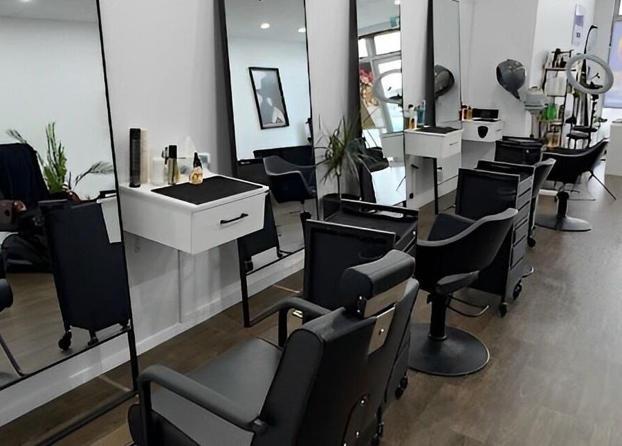 Modern styling chairs and mirrors at Glam Plus Hair & Beauty Salon, Auckland, Auckland, NZ.