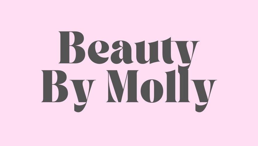 Beauty By Molly logo with stylish text on a soft pink background in Crawley, England, GB.