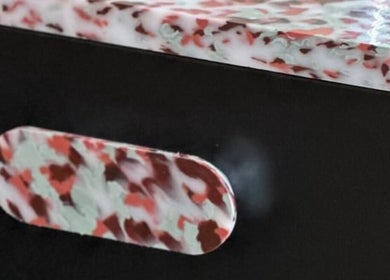 Artistic terrazzo handle at Salon Spaghetti, Melbourne, Victoria, AU.