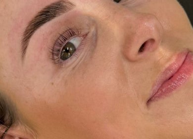 Close-up of a woman's face with perfect brows at By Your Girl Emma, Melbourne, Victoria, AU.