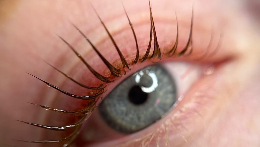 Close-up of expertly applied lashes at Electric Lashes UK in Bedford, England, GB.