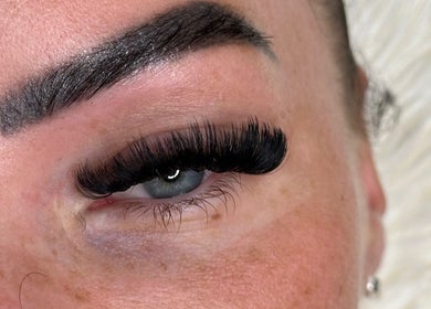 Close-up of dramatic lashes at Electric Lashes UK, Bedford, England, GB showcasing expert beauty styling.
