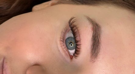 Close-up of elegantly styled eyelashes at Electric Lashes UK in Bedford, England, GB.
