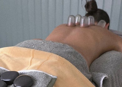 Cupping therapy at Nicola's Nails and Beauty in Whitchurch, England, GB. Relaxing spa treatment.