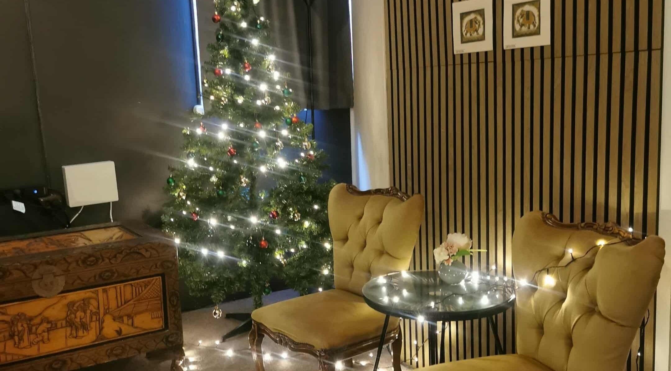 Festive seating area at Chang Thai Remedial Massage, Ipswich, Queensland, AU with holiday decor.