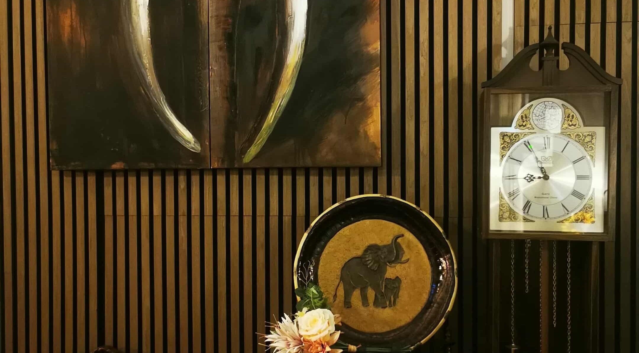 Artistic elephant decor at Chang Thai Remedial Massage, Ipswich, Queensland, AU, enhances serene ambiance.
