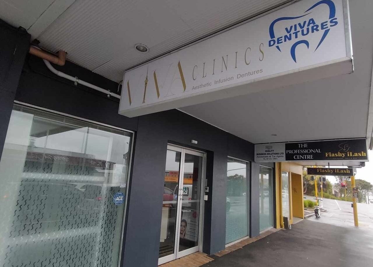 Front entrance of Viva Clinics in Auckland, Auckland, NZ showcasing modern design and signage.