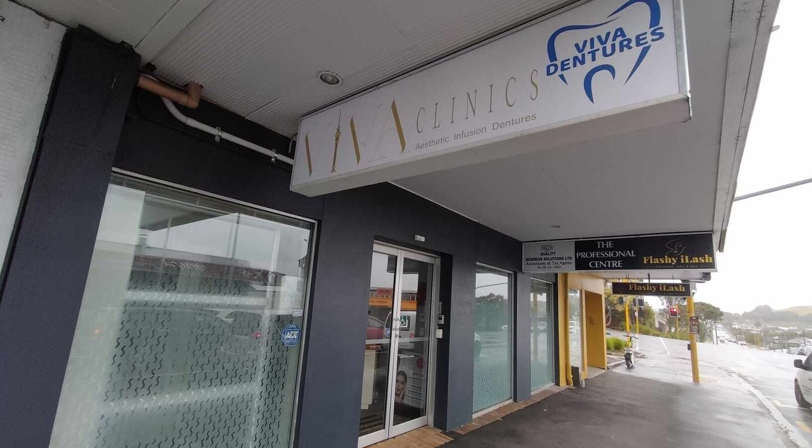 Front entrance of Viva Clinics in Auckland, Auckland, NZ showcasing modern design and signage.