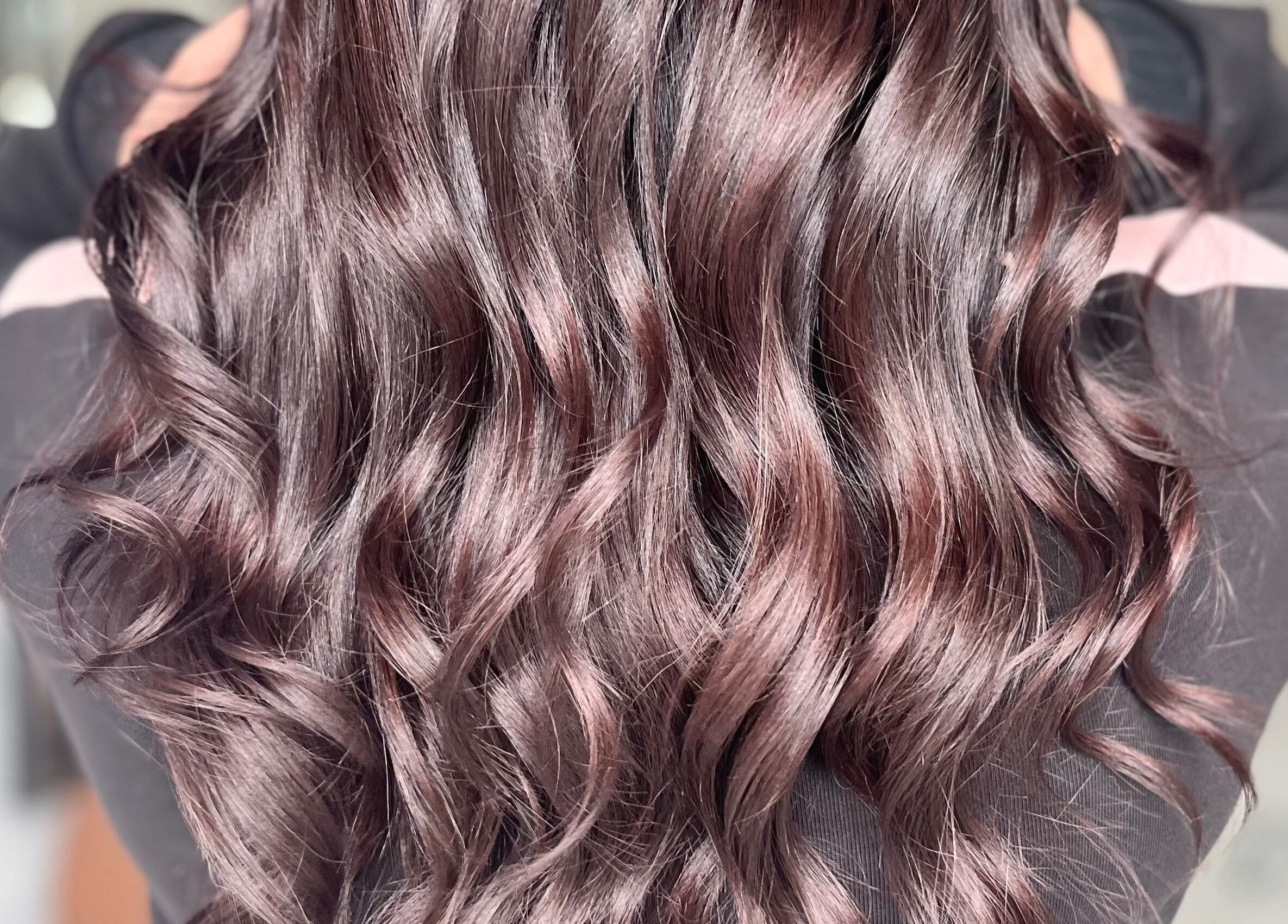 Rich, flowing brown hair styled in waves at Funk Hair Studio, Albion Park, New South Wales, AU.