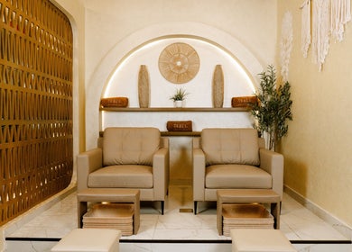 Elegant seating area at Tribes Men's Spa and Salon (Boshar), Muscat, Muscat Governorate, OM.