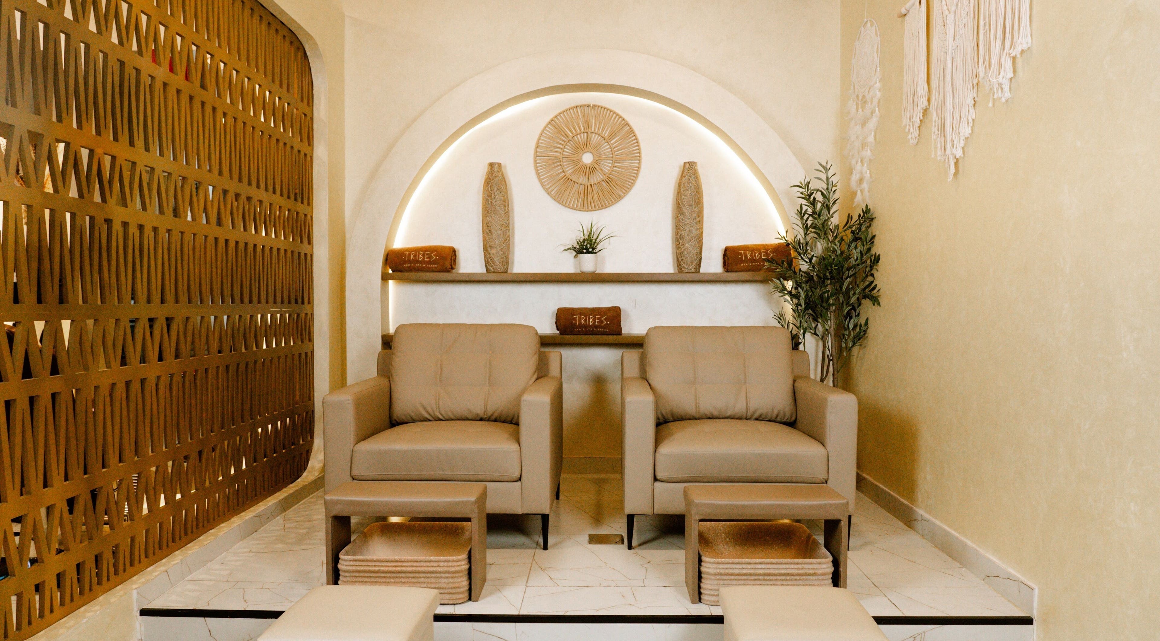 Elegant seating area at Tribes Men's Spa and Salon (Boshar), Muscat, Muscat Governorate, OM.