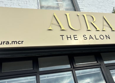 Picture Me Prestige salon sign on Hyde street, England, GB showcasing the entrance of the beauty venue.