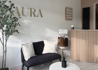 Stylish waiting area at Picture Me Prestige, Hyde, England, GB, featuring chic seating and decor.