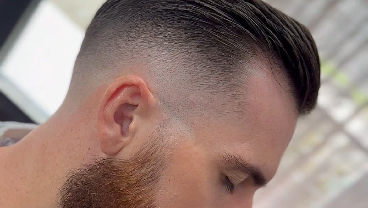 Close-up of a stylish fade haircut at THE LOCO BARBER BALI, Bali, Bali, ID.