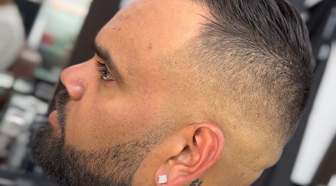 Detailed close-up of sharp fade hairstyle at THE LOCO BARBER BALI, Bali, Bali, ID.