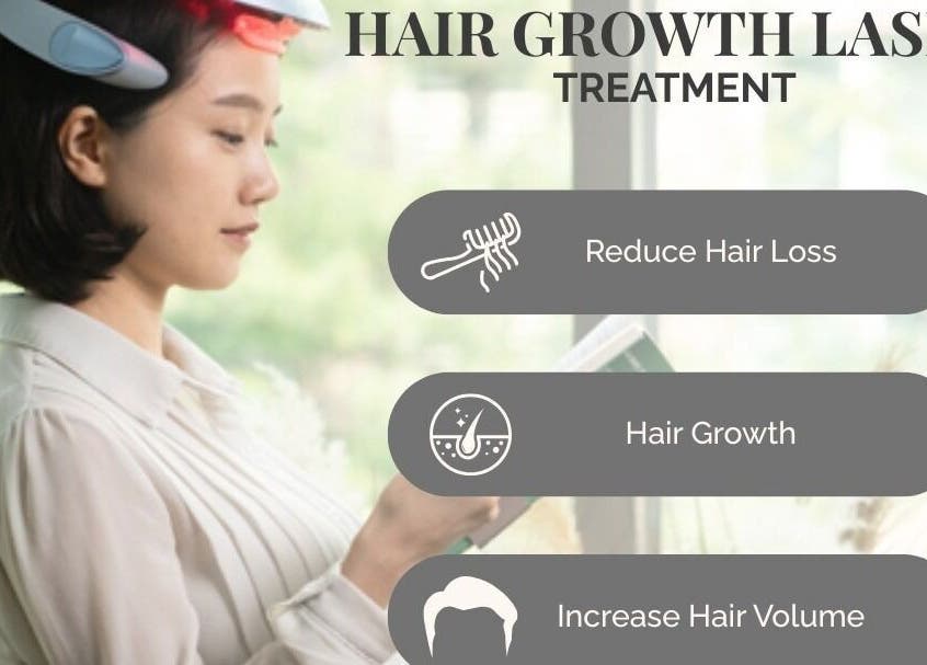 Woman receiving laser hair growth treatment at PRISM Clinic, Angeles, Central Luzon, PH.