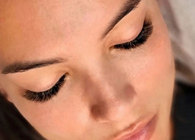 Close-up of eyelash extensions at Beauty Lash Bar, Bournemouth, England, GB.