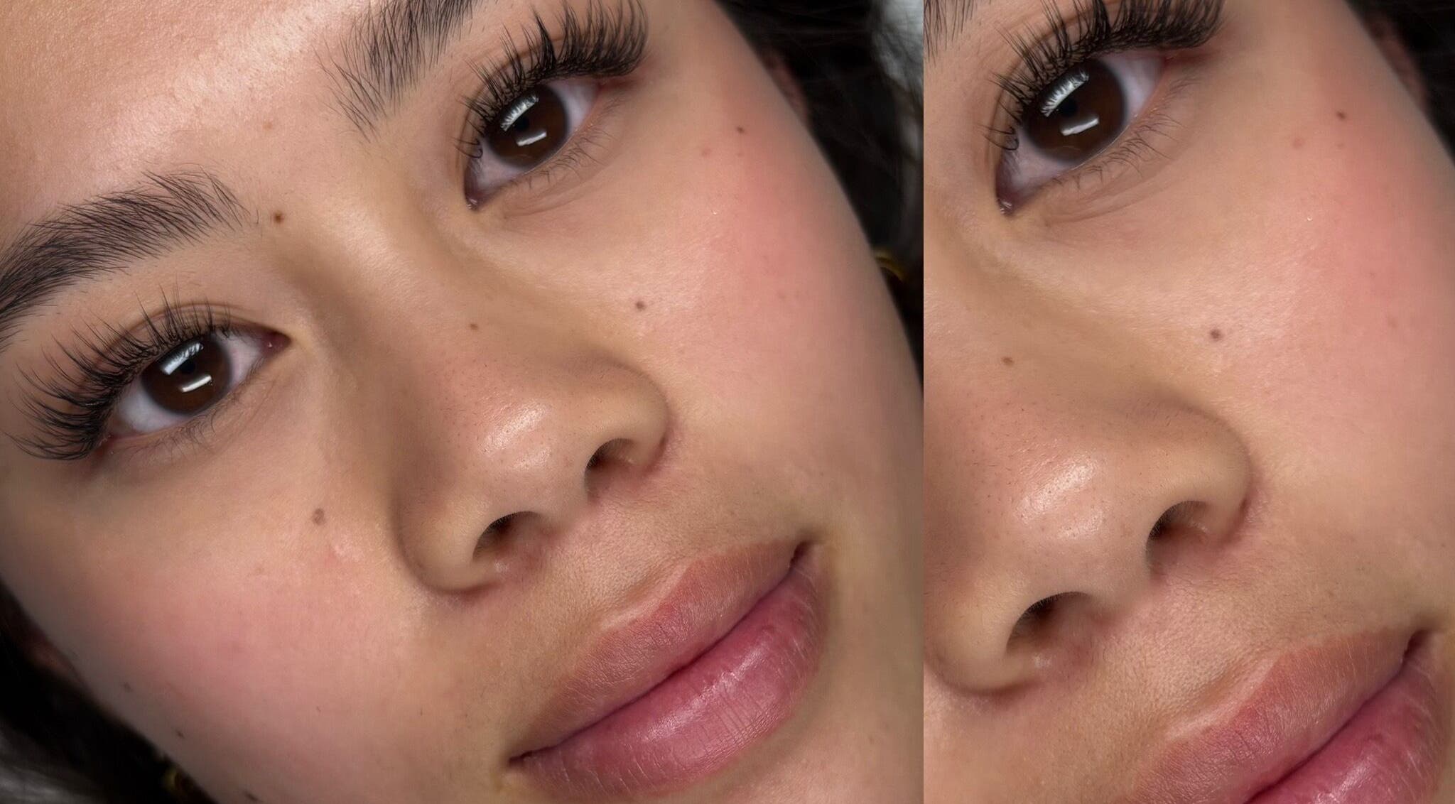 Close-up of eyelash extensions at Lashed by Ella, Sheffield, England, GB.