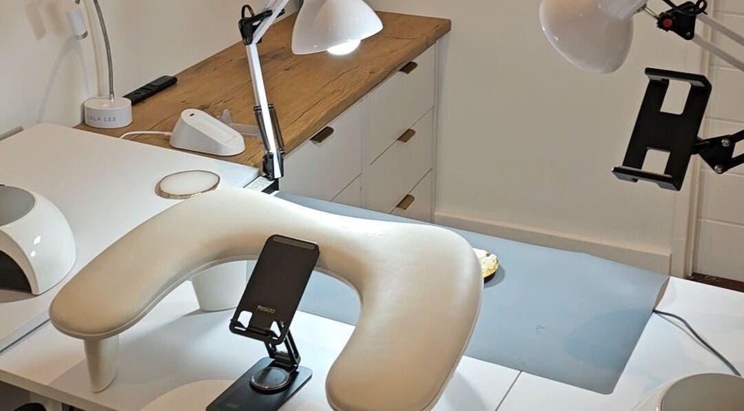 Modern nail station at ShellB Nails, Cape Town, Western Cape, ZA, offering luxurious manicure services.