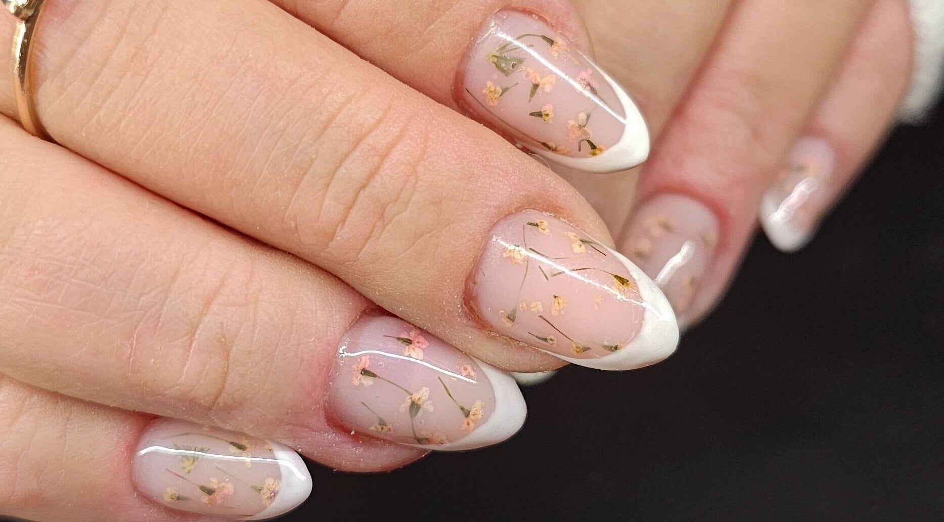 Floral nail art at ShellB Nails, offering exquisite manicures in Cape Town, Western Cape, ZA.