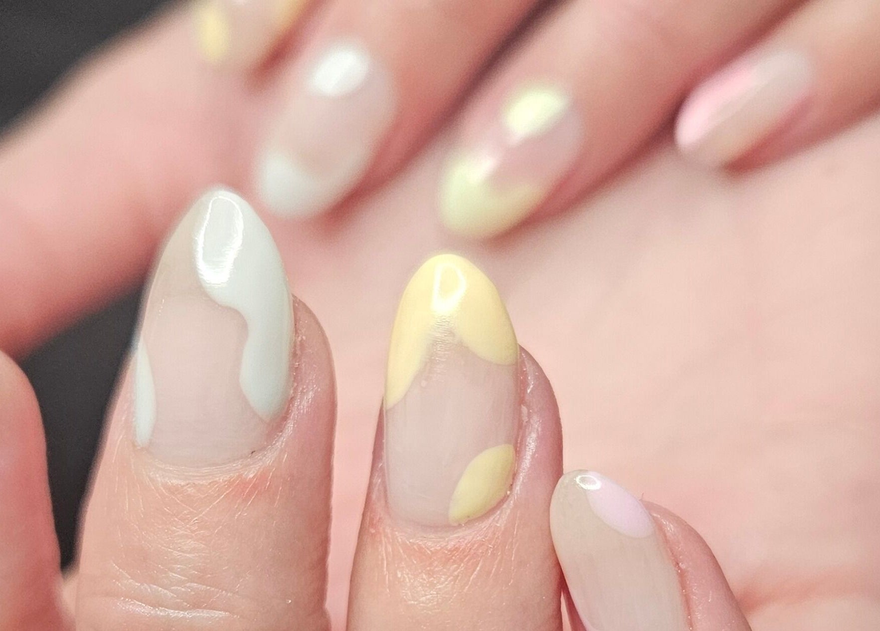 Close-up of pastel nail art at ShellB Nails, Cape Town, Western Cape, ZA.