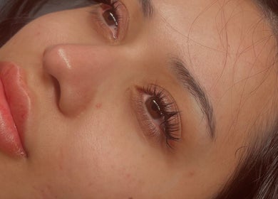 Close-up of enhanced lashes at Angelica’s Glow Bar, Maple Ridge, British Columbia, CA.