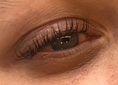 Close-up of elegantly styled lashes at Angelica’s Glow Bar, Maple Ridge, British Columbia, CA.