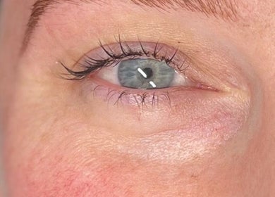 Close-up of enhanced eyelash detail at Angelica’s Glow Bar, Maple Ridge, British Columbia, CA.