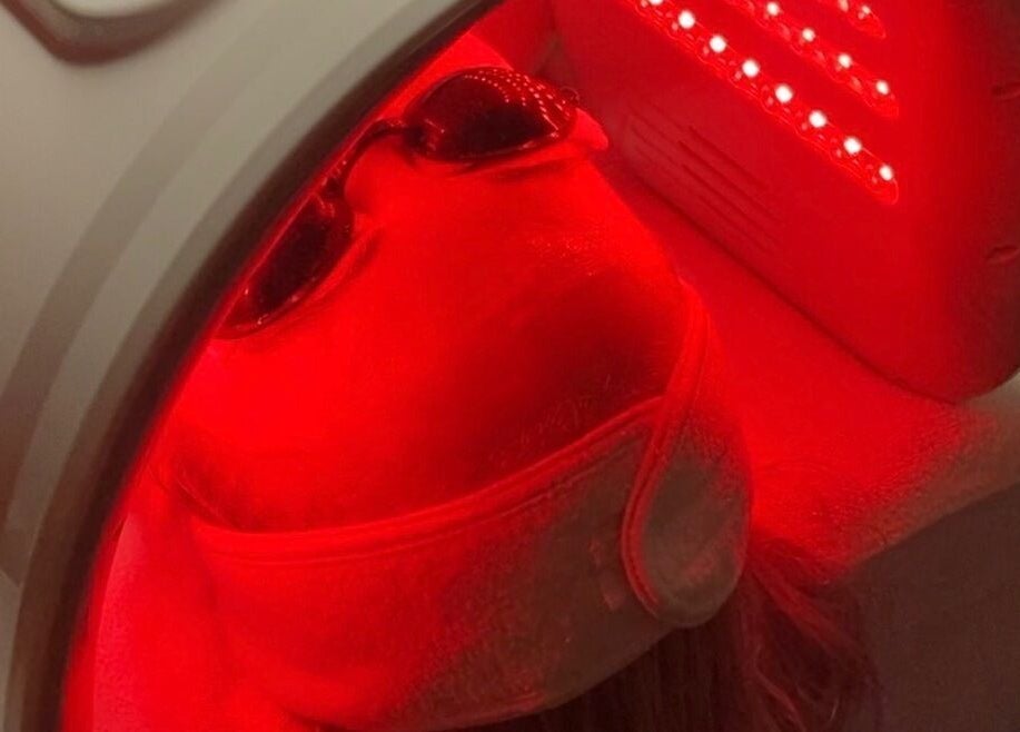 LED facial therapy at Angelica’s Glow Bar in Maple Ridge, British Columbia, CA for glowing skin.